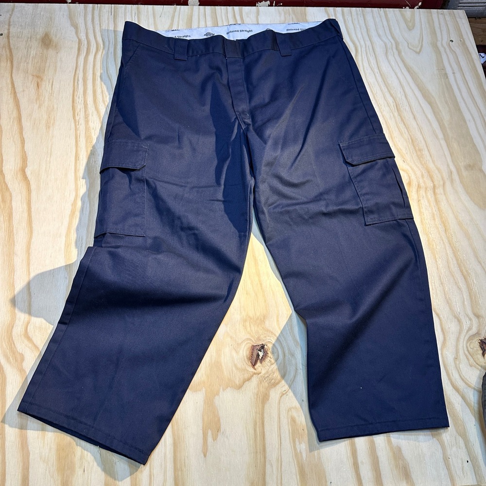 Dickies Men's Relaxed Straight Twill Utility Cargo Work Pants Navy Blue 44x30